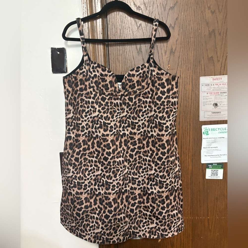 Anthropologie Leopard Print Mini Dress in Brown and Black - Picture 2 of 14